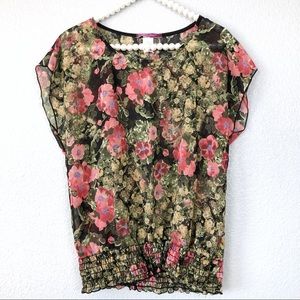 Floral semi sheer top size large